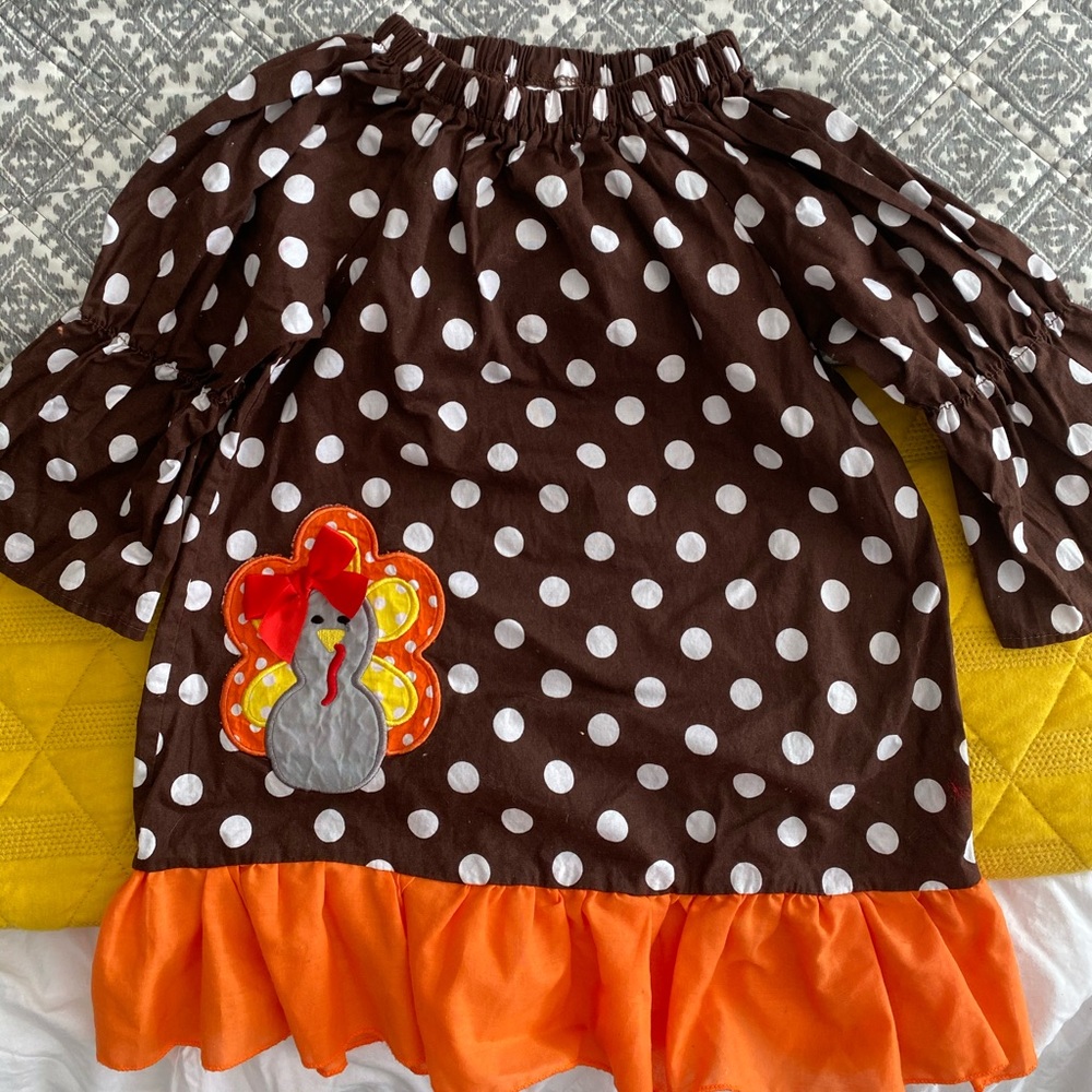 Girl dress for Thanksgiving brown and orange